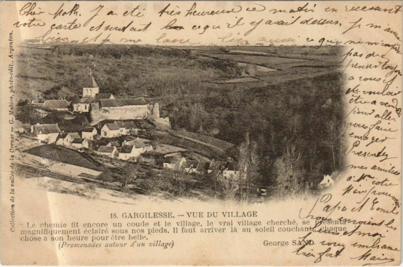 Carte postale ancienne Gargilesse Vue du Village France