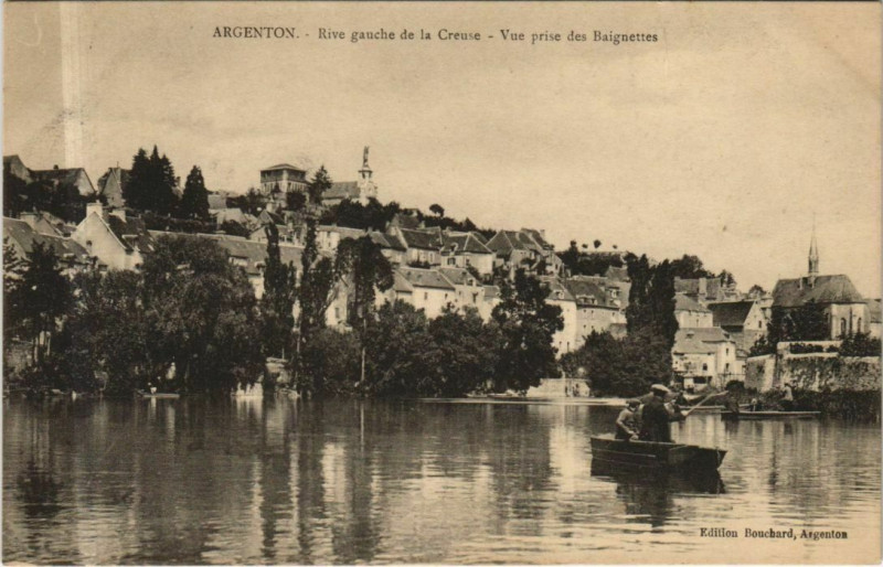 Carte postale ancienne Argenton Vue prise des Baignettes France