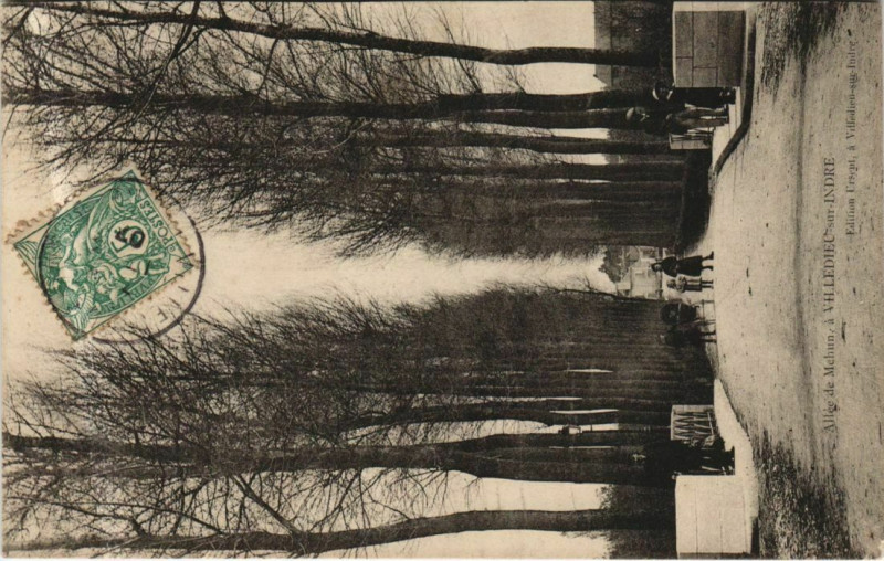 Carte postale ancienne Allee de Mehun, a Villedieu s Indre France