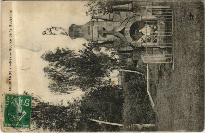 Carte postale ancienne Aigurande Source de la Bouzanne France à Aigurande