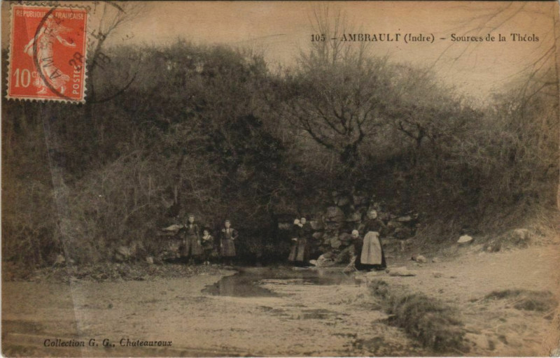 Carte postale ancienne Ambrault Sources de la Theols France à Ambrault