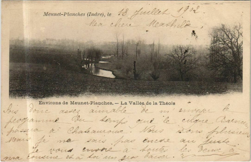 Carte postale ancienne Env.de Meunet Planches La Vallee de la Theols France à Meunet-Planches