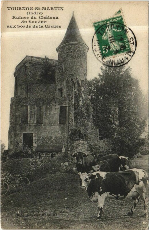Carte postale ancienne Tournon St.Martin Ruines du Chateau du Soudun France
