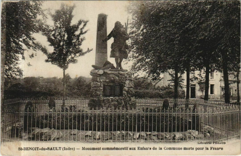 Carte postale ancienne Saint Benoit du Sault Monument commemoratif France