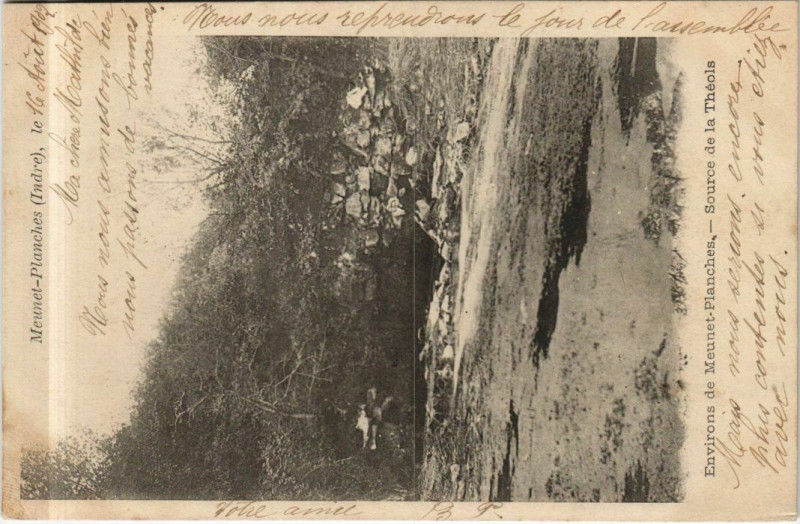 Carte postale ancienne Env.de Meunet Planches Source de la Theols France à Meunet-Planches