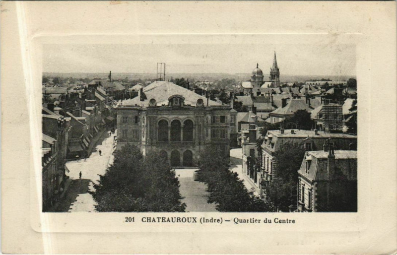 Carte postale ancienne Chateauroux Quartier du Centre France