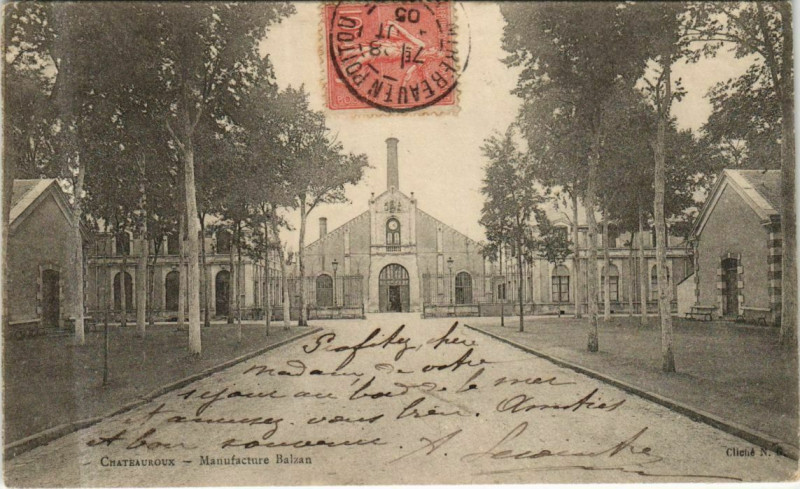 Carte postale ancienne Chateauroux Manufacture Balzan France