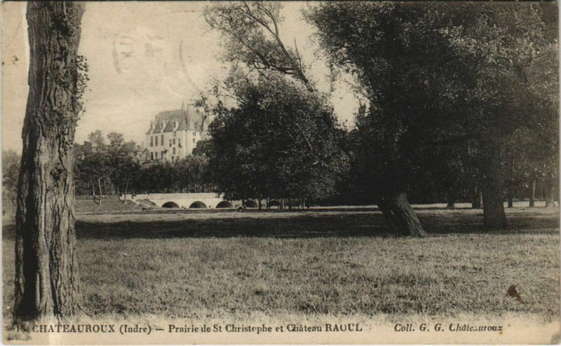Carte postale ancienne Chateauroux Prairie de St.Christophe France