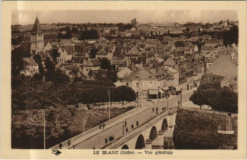 Carte postale ancienne Le Blanc Vue Generale France au Blanc