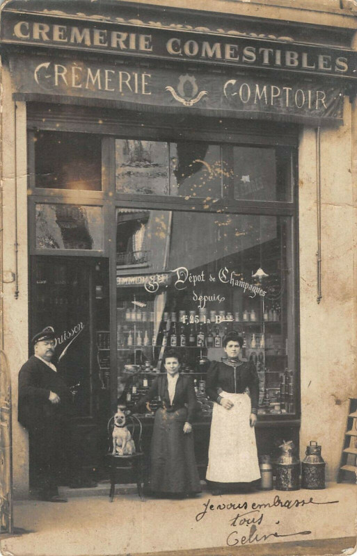 Carte postale ancienne Villeurbanne Charpennes Carte Photo Du Magasin Cremerie Comestibles Depot à Villeurbanne