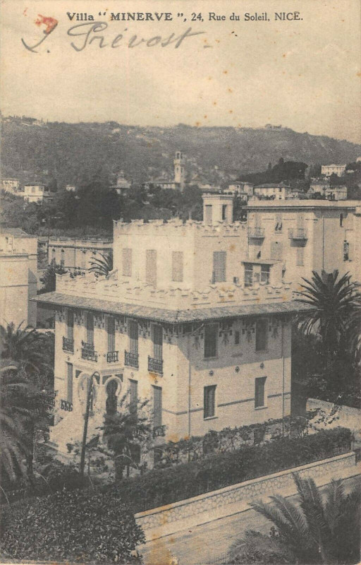 Carte postale ancienne Nice Vila Minerve 24 Rue Du Soleil A Nice (cliché rare à Nice