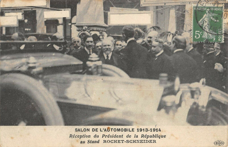 Carte postale ancienne Automobile Salon De L'Automobile 1913 1914 Stand Rochet Schneider