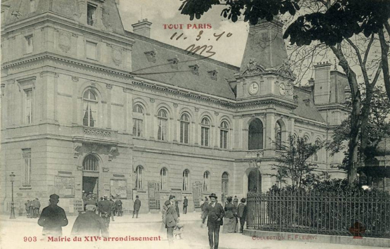 Carte postale ancienne Mairie du XIVe arrondissement à Paris 14e