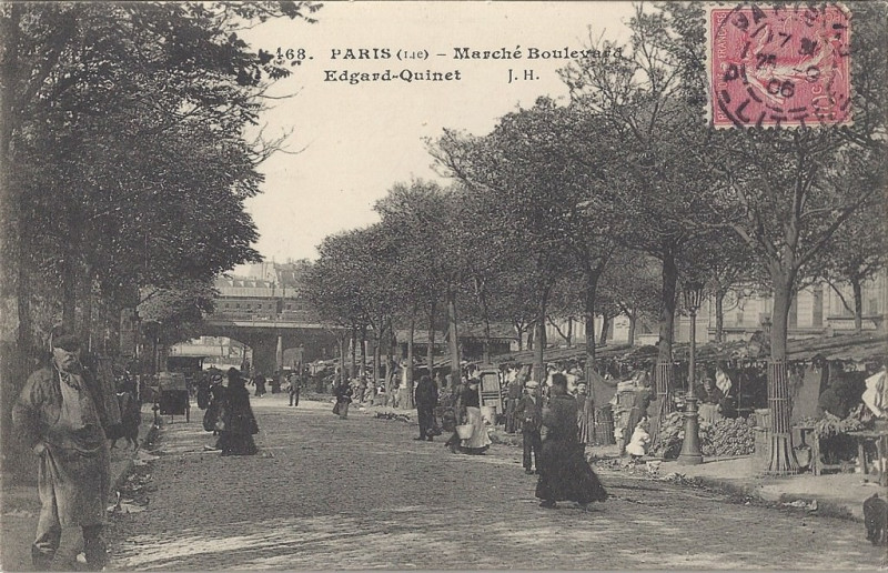 Carte postale ancienne Marché Boulevard Edgard-Quinet à Paris 14e