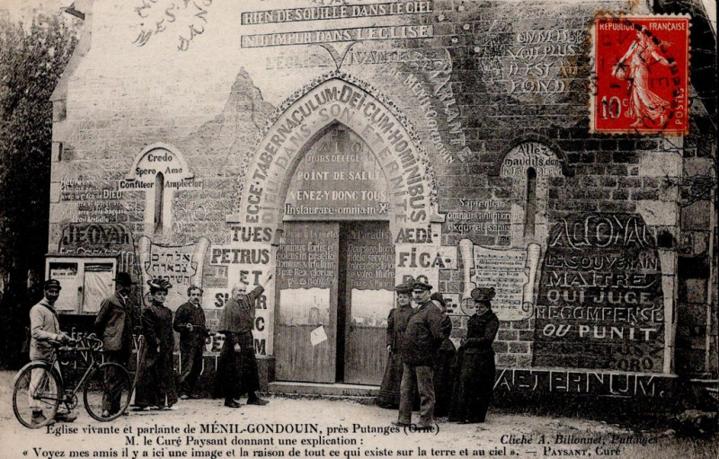 Carte postale ancienne Eglise vivante et parlante à Ménil-Gondouin