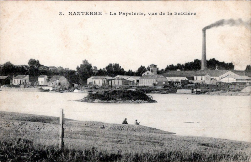 Carte postale ancienne La Papeterie, vue de la Sablière à Nanterre