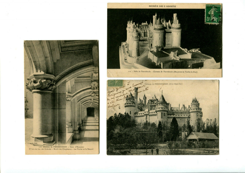 Carte postale ancienne Oise Château de Pierrefonds Lot de 3 cartes postales anciennes à Pierrefonds