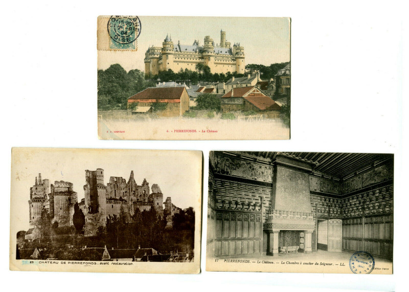 Carte postale ancienne Oise Château de Pierrefonds Lot de 3 cartes postales anciennes à Pierrefonds