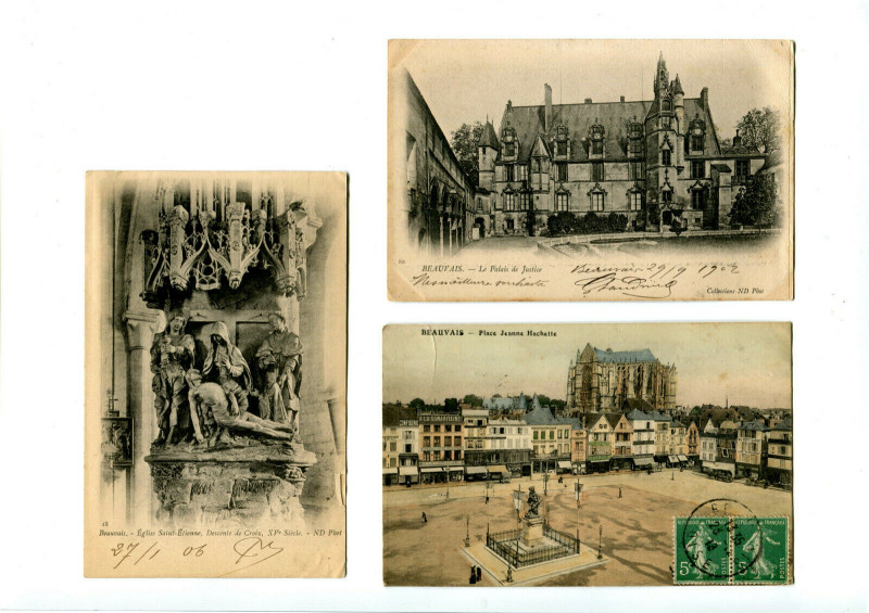 Carte postale ancienne Oise Beauvais Lot de 3 cartes postales anciennes à Beauvais