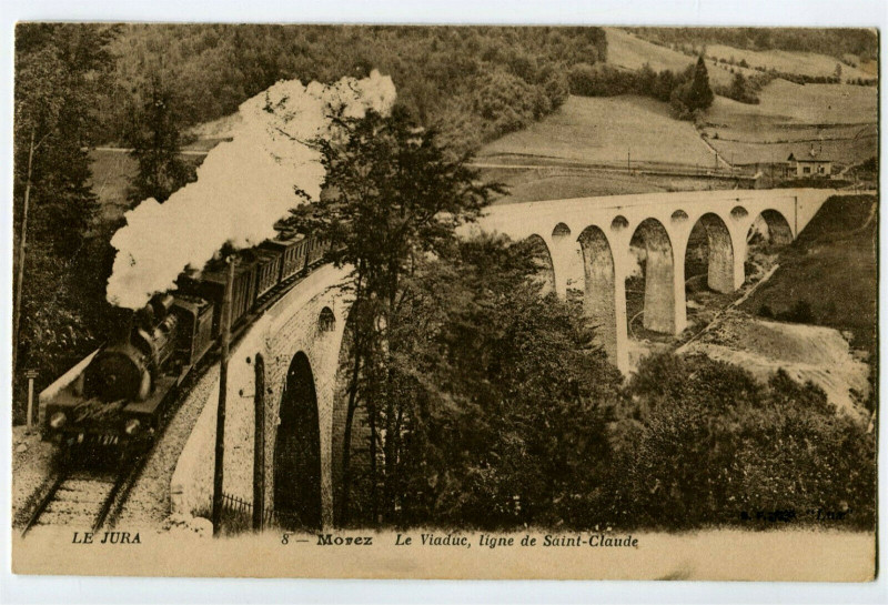 Carte postale ancienne Jura Morez Le Viaduc Ligne de Saint-Claude train à Saint-Claude