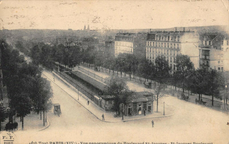 Carte postale ancienne Paris XIVe Vue Panoramique Du Boulevard Saint Jacques à Paris 14e