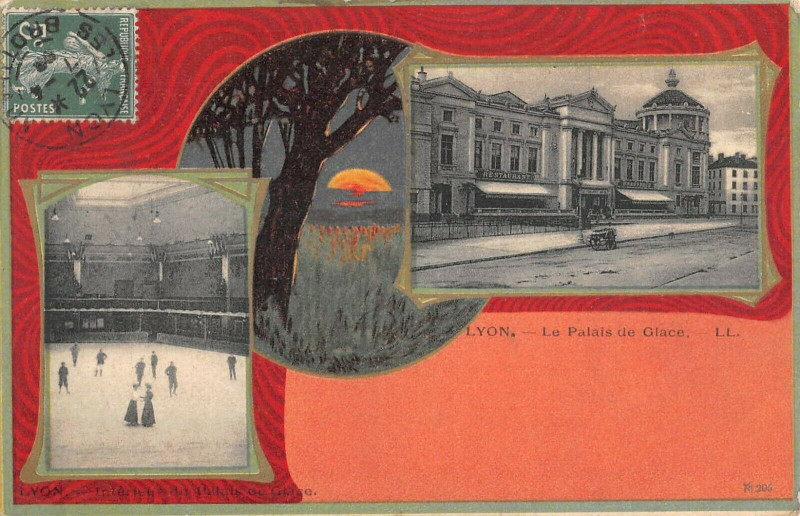 Carte postale ancienne Lyon Le Palais De Glace  (illustrateur à Lyon
