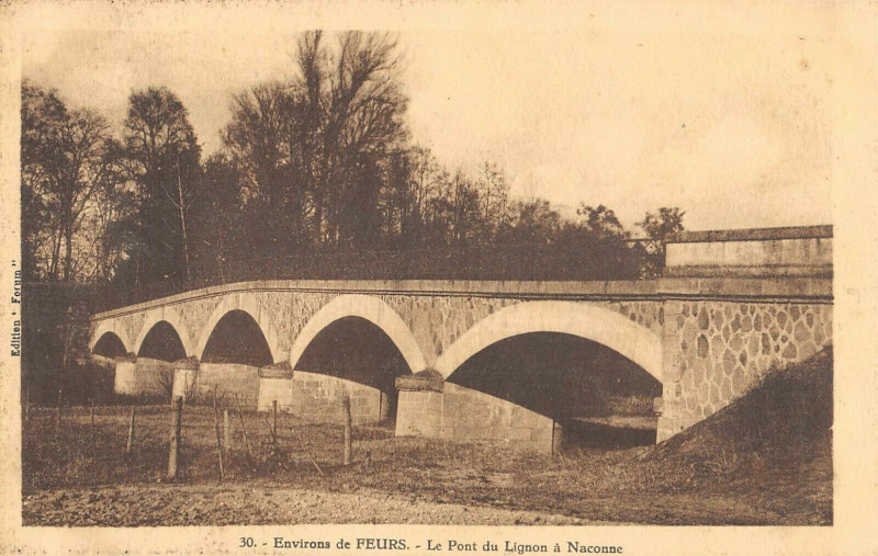 Carte postale ancienne Environs De Feurs Le Pont Du Lignon A Naconne à Feurs