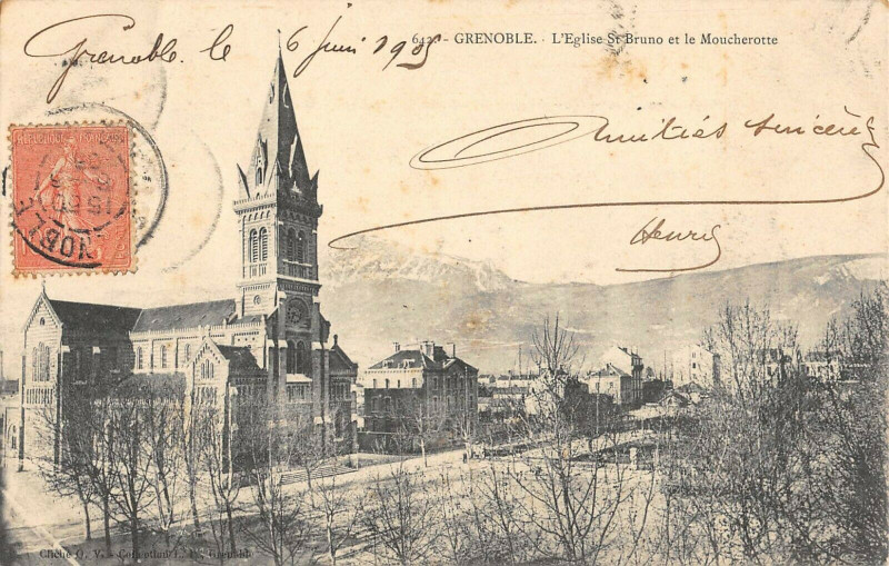 Carte postale ancienne Grenoble Eglise Saint Bruno Et Le Moucherotte à Grenoble