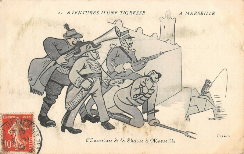 Carte postale ancienne Marseille L'Ouverture De La Chasse à Marseille