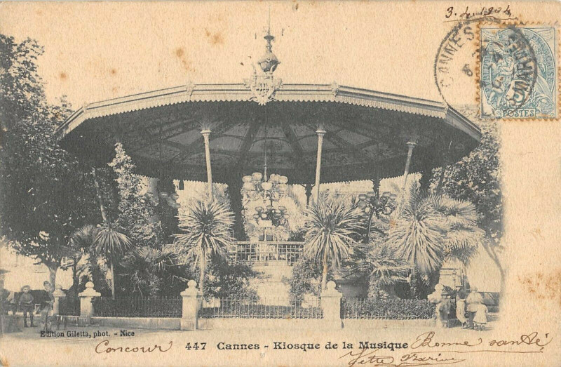 Carte postale ancienne Cannes Kiosque De La Musique à Cannes