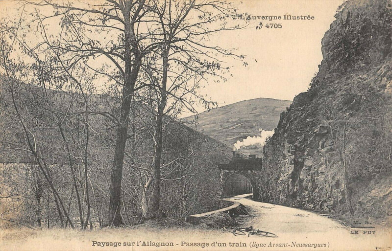 Carte postale ancienne Paysage Sur L'Allagnon Passage D'Un Train