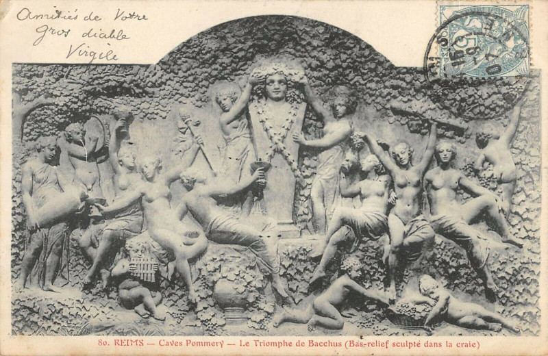 Carte postale ancienne Reims Caves Pommery Triomphe De Bacchus à Reims