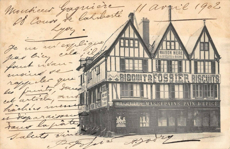 Carte postale ancienne Reims Biscuits Fossier à Reims