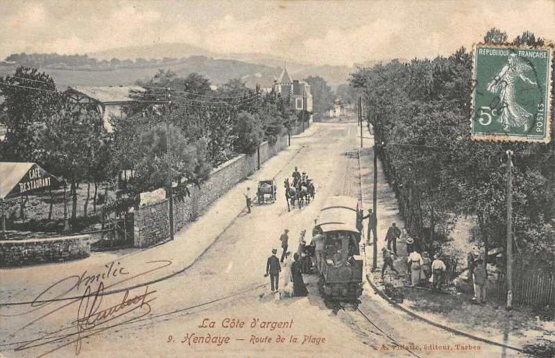 Carte postale ancienne Hendaye Route De La Plage à Hendaye