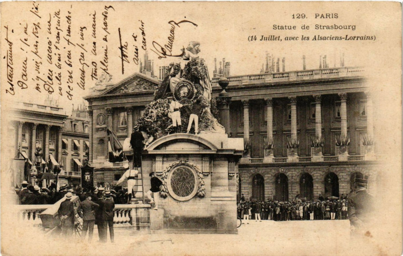 Carte postale ancienne Paris 8e Statue de Strasbourg à Paris 8e