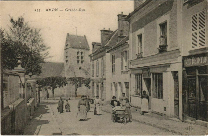 Carte postale ancienne Avon Grande Rue à Avon