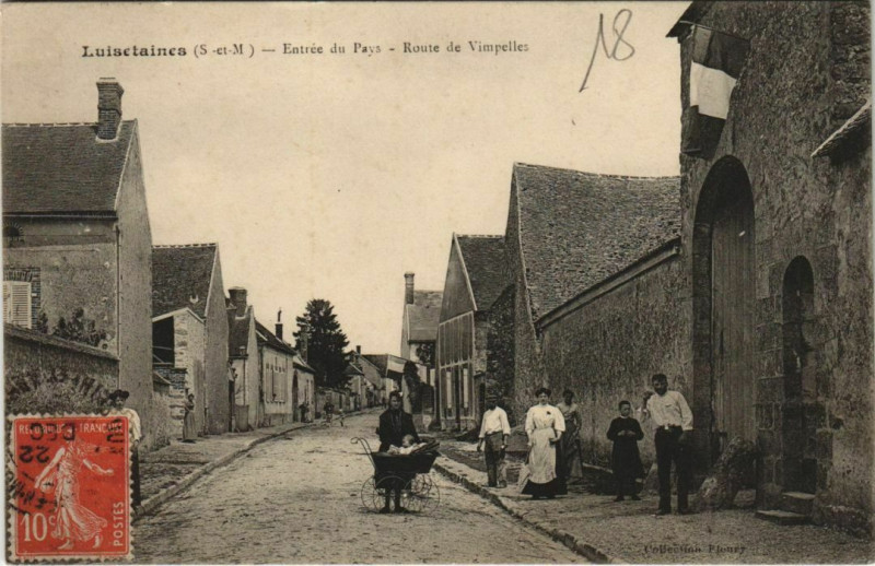 Carte postale ancienne Luisetaines Entrée du Pays Route de Vimpelles à Luisetaines