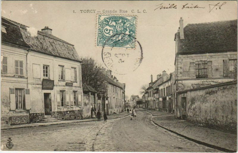 Carte postale ancienne Grande Rue à Torcy