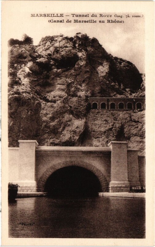 Carte postale ancienne Marseille Tunnel du Rove à Marseille