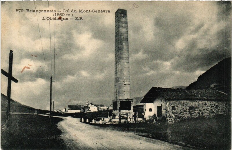Carte postale ancienne Brianconnais - Col du Montgenevre - L'Obélisque
