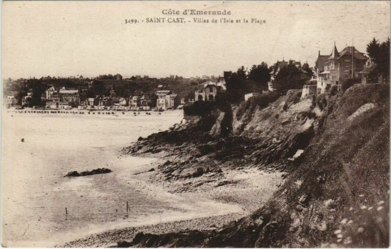 Carte postale ancienne Saint-Cast Villas de l'Isle et la Plage