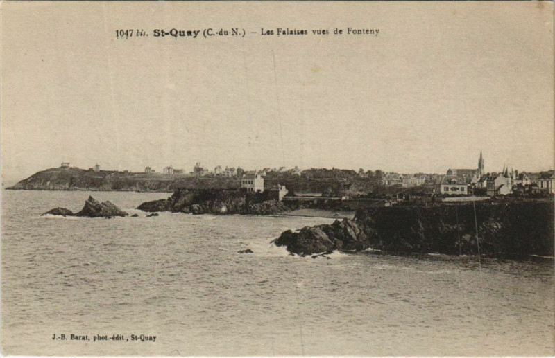 Carte postale ancienne Saint-Quay-Portrieux Les Falaises vues de Fonteny à Saint-Quay-Portrieux