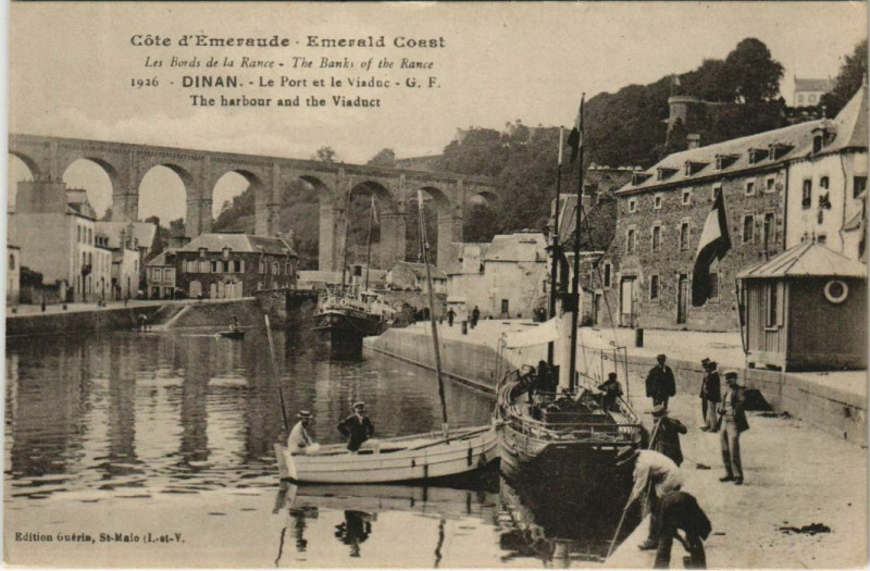 Carte postale ancienne Dinan Le Port et le Viaduc à Dinan