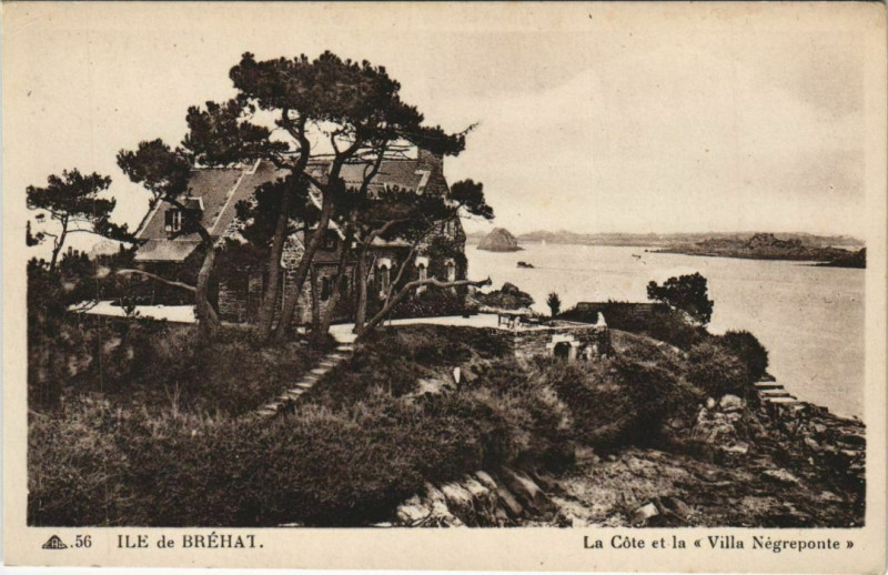 Carte postale ancienne Ile De Brehat La Cote et la Villa Negreponte