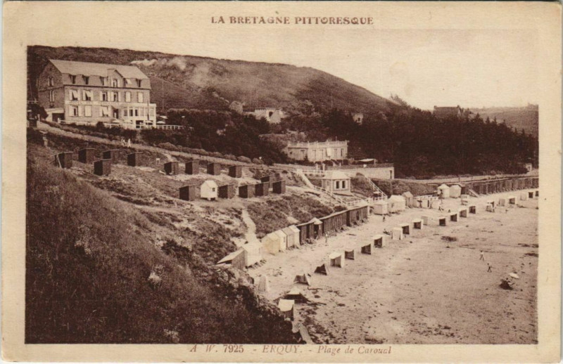 Carte postale ancienne Erquy Plage de Caraoual à Erquy