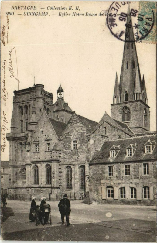 Carte postale ancienne Guingamp Eglise Notre-Dame de Bon-Secours à Guingamp