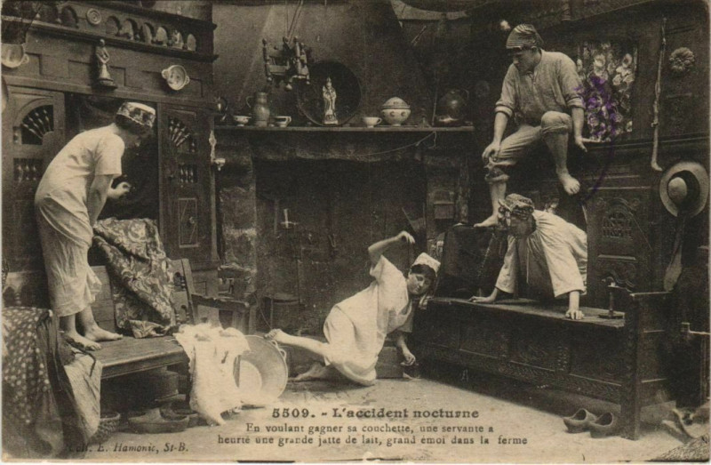 Carte postale ancienne L'Accident Nocturne
