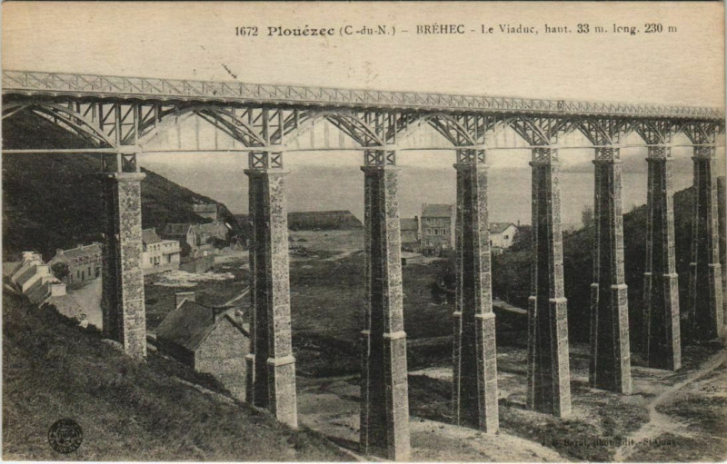 Carte postale ancienne Plouezec Brehec - Le Viaduc