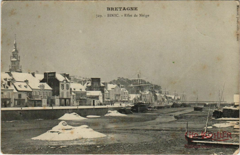 Carte postale ancienne Binic Effet de Neige