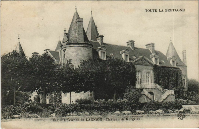 Carte postale ancienne Lannion Environs - Chateau de Kergrist à Lannion